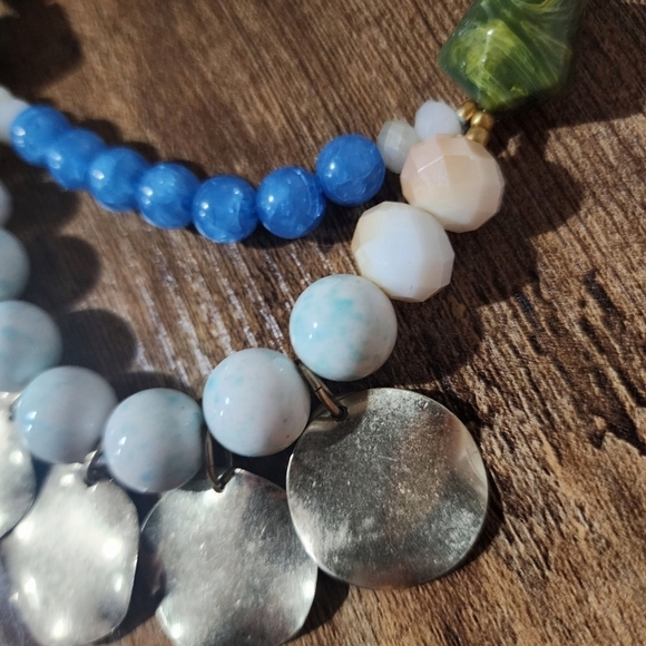 Loft Statement Necklace w/ Extender Costume Jewelry Lucite Faceted Beads Metal - Picture 3 of 7